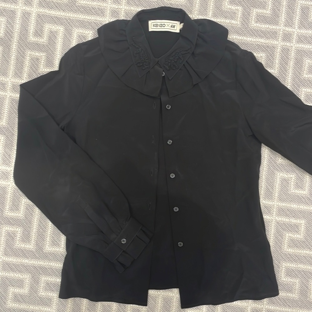 Kenzo x H&M black silk blouse size 2